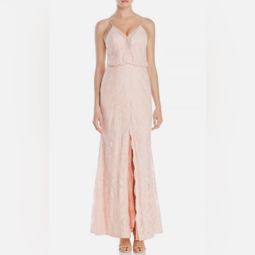 Bariano Women's Long Maxi Dress Size M Sheer Floral Sleeveless Lace V-Neck A741